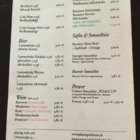 drinks menu at Playing With Eels in Berlin