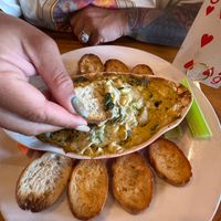 Spinach artichoke dip amazing at 9th Island in Haleiwa