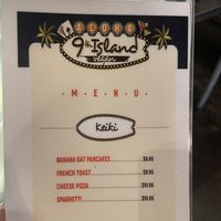 Kids menu  at 9th Island in Haleiwa