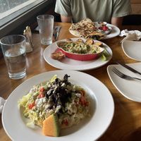 Quesadillas, spinach and artichoke dip, oyster mushroom gyro  at 9th Island Vegan in Haleiwa