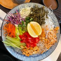 Tea leaf salad (SO GOOD!) at Asiatique Eatery in Ventura