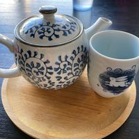 Green tea was served in this cute set at Asiatique Eatery in Ventura