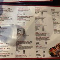 Menu  at Thai Anau in Te Anau