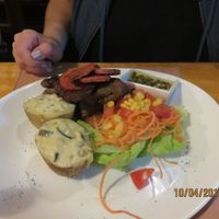 vegan meat
 at Isla Grill in Puerto Ayora