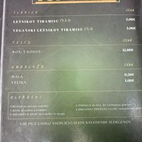 Menu  at Top Pizza in Ljubljana