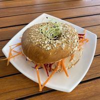 Hummus and vegetables bagel  at Buvette du Port-Choiseul in Versoix