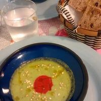 Zucchini gazpacho! at Rayen Vegano in Madrid