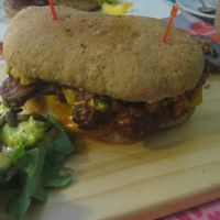Tempeh sandwich at Rayen Vegano in Madrid