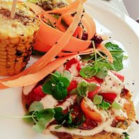 polenta pizzeta at Rayen Vegano in Madrid