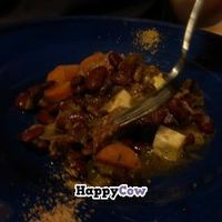 Bean and tofu stew, main course of the set lunch menu at Rayen Vegano in Madrid