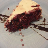 Fantastic red-beet carrot cake!  at Rayen Vegano in Madrid