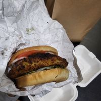 Aloo tikki burger at Indian Burgers Joint - Kingsway in Vancouver