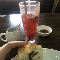 Watermelon “special” juice and the banh mi pate cha sandwich. Totally forgot to take a picture at the beginning, was too excited to take a picture 😅  at Bep Chay Nha An Vegetarian Bistro in Phu Quoc
