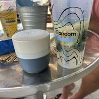 Latte macchiato and cucumber lemonadee  at Random Bagel Bar in Orvenyes