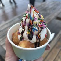 Doughnuggs with soft serve ice cream   at Bombo Doughnuts in Margate
