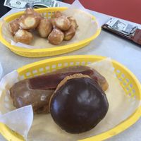 Vegan Bacon Donut, Vegan Chocolate Creme and Vegan Donut Holes  at Ronald's Donuts in Las Vegas
