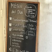 Daily menu (with vegan options stated!)  at Usagui in Barcelona