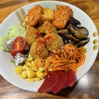 Vegan poke bowl.  Sooo good blend of tastes   at The Healing Kitchen in Cat Ba