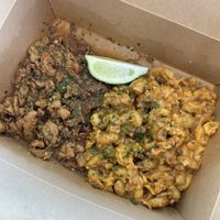 Create your own Plate - Mojo and Mac n Cheese. The mock meat was okay, very flavorful but not my preference. The Mac n Cheese was very good (very cheesy)  at A Lo Vegano Orlando in Orlando