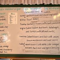 Daily menu at Peace Natural Vegan Food in Berkeley