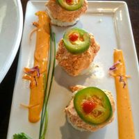 Spicy tofu on crispy rice at Kabuki in Irvine