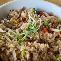 Vegan fried rice with spicy peanut sauce  at Mee Hmong Cuisine  in Pagosa Springs