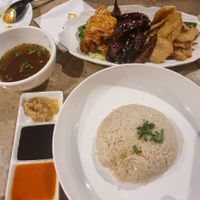 Plant based trio chicken rice set at Roots Bistro KL in Kuala Lumpur