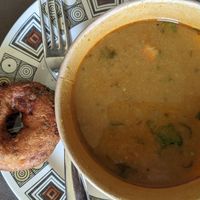 This is perfection! Medu Vada with sambar at Shree Krishna Vada Pav - Vauxhall in South West London