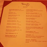 Vegetarian dishes market with (V), some of them indicated to be vegan. at Thirty5 in Volendam