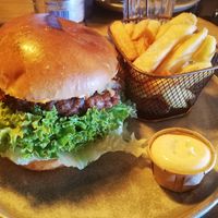 Beyond burger, mexican style (spicy). Normally it has cheese and (probably) non-vegan dressing. at Thirty5 in Volendam