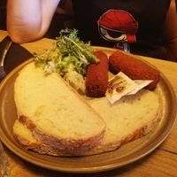 Vegan croquetes with vegan mustard. at Thirty5 in Volendam