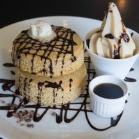 Chocolate pancakes.  at CHOICE in Kyoto