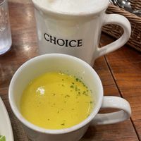 Soup and tea latte  at CHOICE in Kyoto