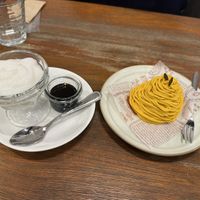 Yogurt like fermented Rice flour (Left) & Pumpkin Mont Blanc   at CHOICE in Kyoto