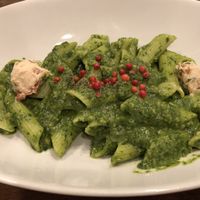 Pasta with spinach, vegan cheese and chlorella  at CHOICE in Kyoto