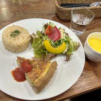 Corn soup and quiche at CHOICE in Kyoto