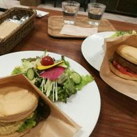Egg-sandwich and Burger at CHOICE in Kyoto