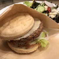 Gluten-free vegan burger (quinoa patty). Yum! at CHOICE in Kyoto