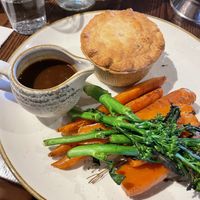 Mushroom pot pie with roasted veggies (sub potatoes for extra carrots) 10/10  at Deacon Brodies Tavern  in Edinburgh