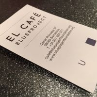 Business card at El Cafe Blueproject in Barcelona