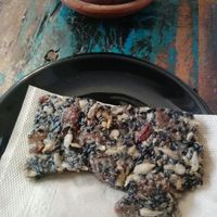 Sugar free gooey seed and goji biscuit at El Cafe Blueproject in Barcelona