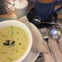 Black garlic soup at El Cafe Blueproject in Barcelona