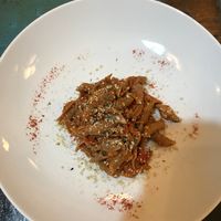 Spelt Penne with tomato bolognaise  at El Cafe Blueproject in Barcelona