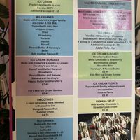 Dessert menu, stall is called Cowshed  at Radcliffe Market in Radcliffe