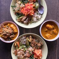 the curry and pomelo salad were great at Happy Green in Chiang Mai
