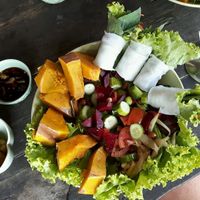 Buffet plate at Happy Green in Chiang Mai