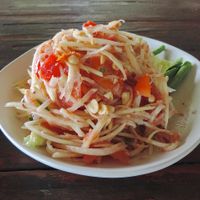 Som Tum. Thai Papaya Salad at Happy Green in Chiang Mai