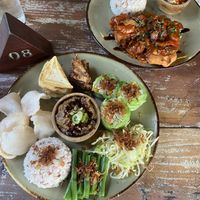 Gado Gado and sweet fried tofu  at Vegan Soul Cafe in Penida Island