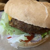 Ronald burger with Naturesoy patty  at Hank Cuisine Végétale - Archives in Paris