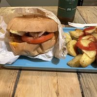 Cocorico sandwich w/ potato wedges  at Hank Cuisine Végétale - Archives in Paris